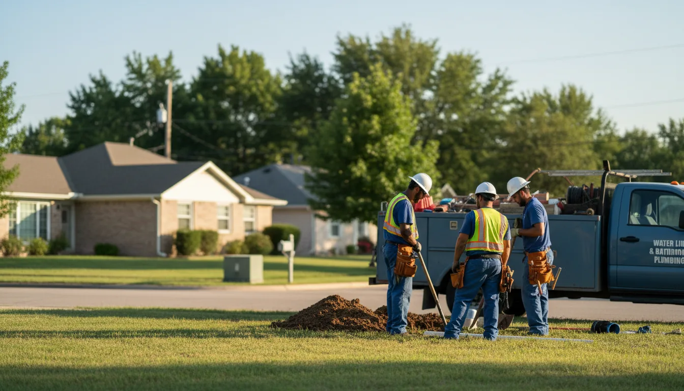 Residential water line and bathroom plumbing service in Davenport, OK